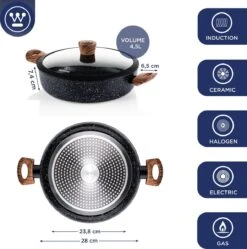 Westinghouse Pannenset Marble Wood (Wokpan ø 30 Cm + Braadpan + Hapjespan ø 28 Cm) - Inductie En Alle Andere Warmtebronnen -Aanbiedingen Keukenkracht Winkel 1190x1200 1