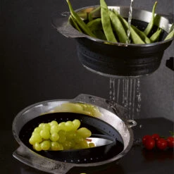 Rosle Vergiet - RVS / Siliconen - ø 24 Cm - Opvouwbaar -Aanbiedingen Keukenkracht Winkel 16124 05 Seiher faltbar schwarz 24cm