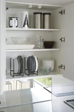 Yamazaki Organiser Tower Zwart -Aanbiedingen Keukenkracht Winkel 2269 TOWER DISH ORGANIZER BK 02 1000x