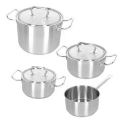 Demeyere - 4 Delige Pannenset (Kookpan ø 18 / 20 / 24 Cm + Steelpan ø 18 Cm) + Deksels Classic 3 - RVS -Aanbiedingen Keukenkracht Winkel 40850 875 0 0111