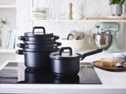 BK Pannenset Flow Cool - Zwart / RVS - 4 Delige Set -Aanbiedingen Keukenkracht Winkel 6d8e27413cccc5ae599280d6252f42abac4bc45d BK Flow cool Bl 4 8 pc Set