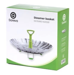 Sareva Stoommandje - RVS - Verstelbaar Van ø 17 - 27 Cm -Aanbiedingen Keukenkracht Winkel 8720364454647 verpakking