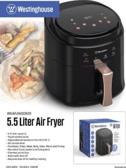 Westinghouse Airfryer / Heteluchtfriteuse - 1400 W - Zwart - 5.5 Liter -Aanbiedingen Keukenkracht Winkel 902x1200