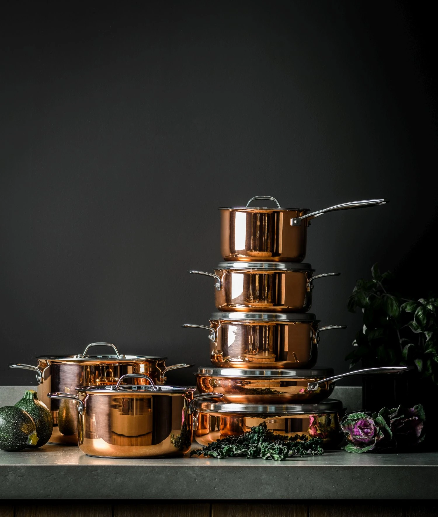 DUCQ Pannenset (Kookpan ø 18 / 20 / 20 Cm + Steelpan ø 16 Cm) + Deksels - Koper - 4 Delige Set 4 DUCQ Pannenset (Kookpan ø 18 / 20 / 20 Cm + Steelpan ø 16 Cm) + Deksels - Koper - 4 Delige Set - Afbeelding 4