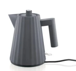 Alessi Waterkoker Plissé - Droogkookbeveiliging - Grijs - Michele De Lucchi - 1 Liter - MDL06/1 G -Aanbiedingen Keukenkracht Winkel MDL06 1 G 1