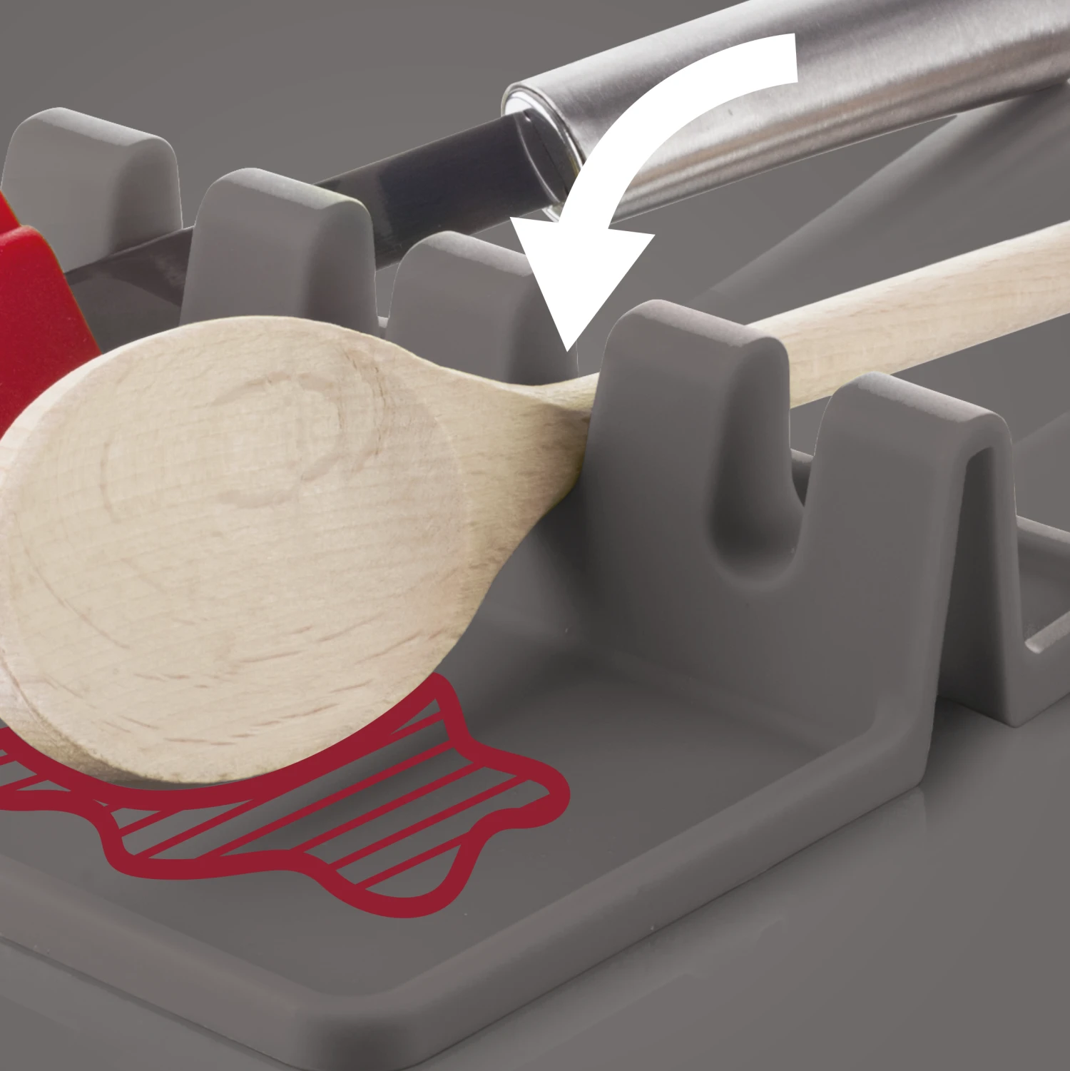 Vacu Vin Lepelhouder - Grijs 2 Vacu Vin Lepelhouder - Grijs - Afbeelding 2