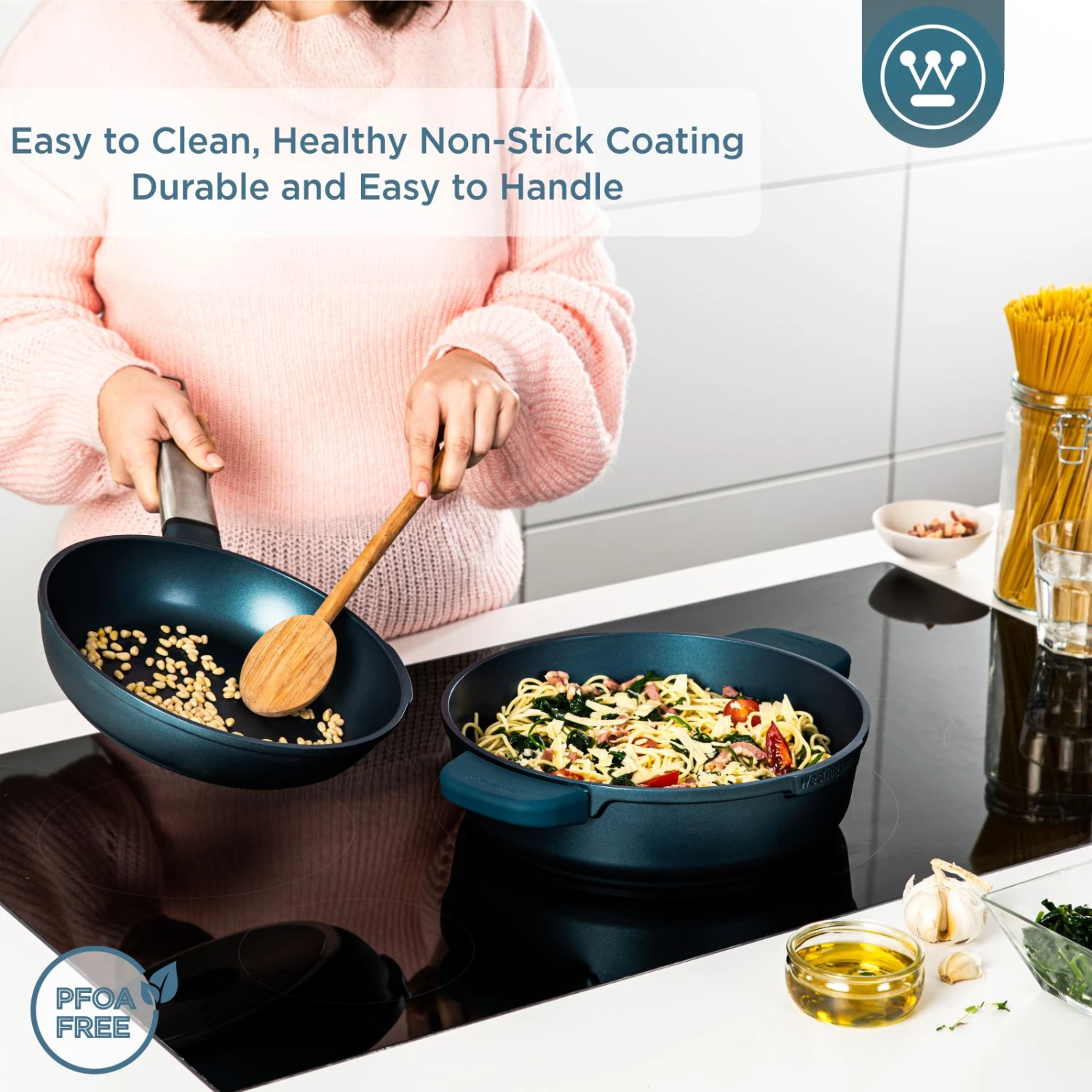 Westinghouse Hapjespan Performance - Bravery Blue - ø 32 Cm / 5.8 Liter - Standaard Anti-aanbaklaag 3 Westinghouse Hapjespan Performance - Bravery Blue - ø 32 Cm / 5.8 Liter - Standaard Anti-aanbaklaag - Afbeelding 3