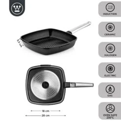 Westinghouse Grillpan Performance - Blissful Black - 28 X 28 Cm - Standaard Anti-aanbaklaag -Aanbiedingen Keukenkracht Winkel WCFP0095G28BK 3