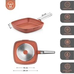 Westinghouse Grillpan Performance - Rebel Red - 28 X 28 Cm - Standaard Anti-aanbaklaag -Aanbiedingen Keukenkracht Winkel WCFP0095G28OR 3
