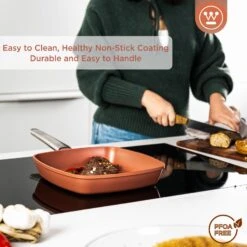 Westinghouse Grillpan Performance - Rebel Red - 28 X 28 Cm - Standaard Anti-aanbaklaag -Aanbiedingen Keukenkracht Winkel WCFP0095G28OR 4