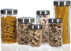 Sareva Voorraadpot - Glas / RVS Deksel - ø 8 Cm / 1 Liter 5 Sareva Voorraadpot - Glas / RVS Deksel - ø 8 Cm / 1 Liter -Aanbiedingen Keukenkracht Winkel opbergglas set 1 5