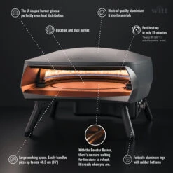 Witt Pizza Oven Etna Rotante - Op Gas Voor Buiten - Mat Grafiet - Voor ø 40 Cm Pizza's - Roterende Pizzasteen -Aanbiedingen Keukenkracht Winkel wp etna rotante ecom graphite 005